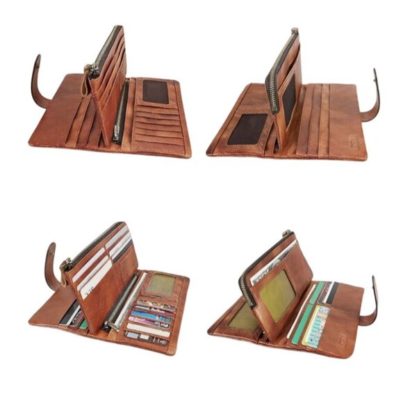 Genuine Leather Brown Zip Wallet With Card Slots & ID Window By Leteulo - Picture 4 of 12